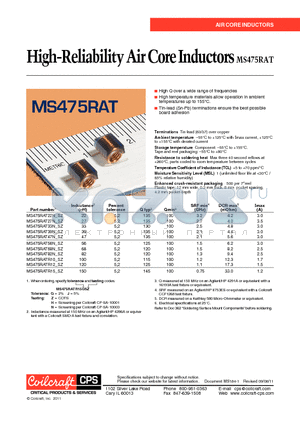 MS475RAT datasheet - High-Reliability Air Core Inductors