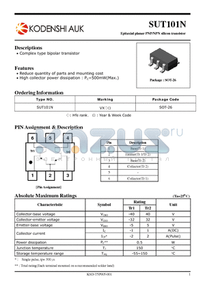 SUT101N datasheet - Epitaxial planar PNP/NPN silicon transistor