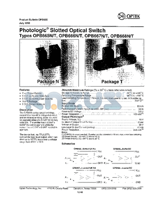 OPB667N datasheet - PHOTOLOGIC-R SLOTTED OPTICAL SWITCH