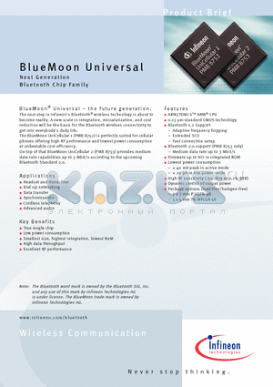 PMB8753 datasheet - BlueMoon Universal Next Generation Bluetooth Chip Family
