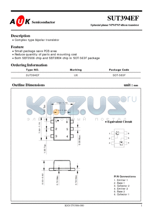 SUT394EF datasheet - Epitaxial planar NPN/PNP silicon transistor