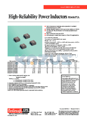 MS486PYA datasheet - High-Reliability Power Inductors