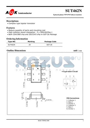 SUT462N datasheet - Epitaxial planar NPN/PNP silicon transistor