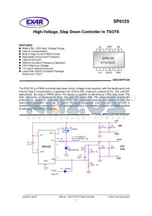 SP6125 datasheet - High-Voltage, Step Down Controller in TSOT6