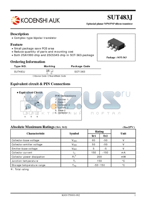 SUT483J datasheet - Epitaxial planar NPN/PNP silicon transistor