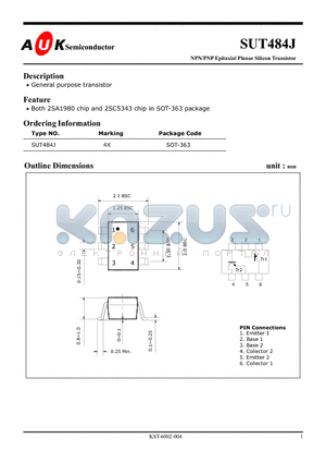 SUT484J datasheet - NPN/PNP Epitaxial Planar Silicon Transistor