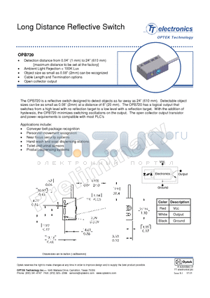 OPB720 datasheet - Long Distance Reflective Switch