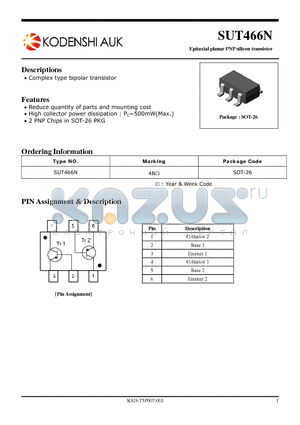 SUT466N datasheet - Epitaxial planar PNP silicon transistor