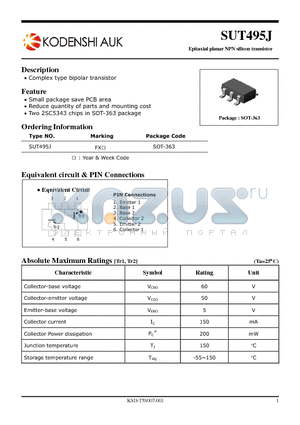 SUT495J datasheet - Epitaxial planar NPN silicon transistor