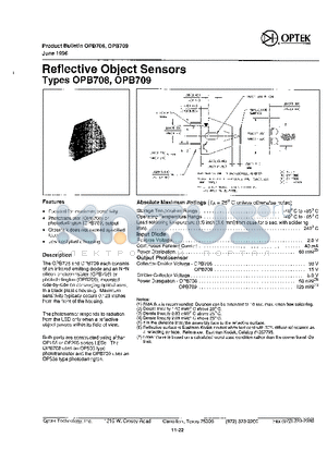 OPB7081 datasheet - Reflective Object Sensors