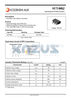 SUT488J datasheet - Epitaxial planar PNP silicon transistor