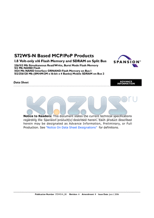 S72WS512NFG-NY datasheet - Based MCP/PoP Products