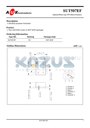 SUT507EF datasheet - Epitaxial Planar type NPN Silicon Transistor