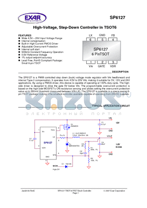 SP6127EK1-L/TR datasheet - High-Voltage, Step-Down Controller in TSOT6