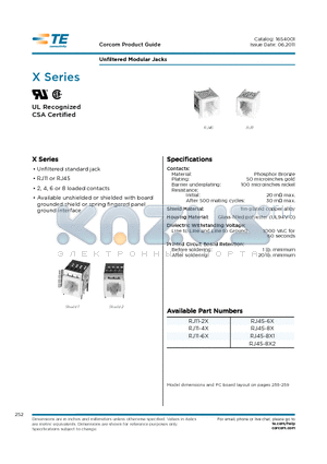 RJ11-4X datasheet - Unfiltered Modular Jacks