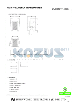 SUUB5VTF-50684 datasheet - HIGH FREQUENCY TRANSFORMER