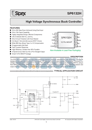 SP6132HEU datasheet - High Voltage Synchronous Buck Controller