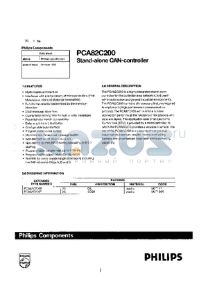 PCA82C200 datasheet - STAND-ALONE CAN-CONTROLLER