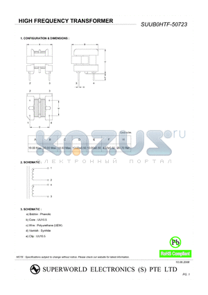 SUUB0HTF-50723 datasheet - HIGH FREQUENCY TRANSFORMER