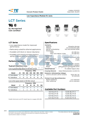 RJ11-6LCT1-B datasheet - Low Capacitance Modular RJ Jacks