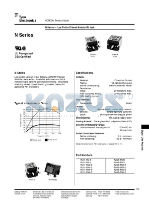 RJ11-6N-B datasheet - N Series- Low Profile Filtered Modular RJ Jack