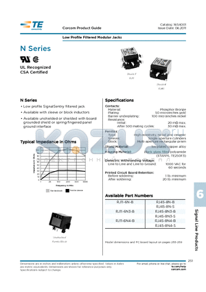 RJ11-6N-B datasheet - Low Profile Filtered Modular Jacks