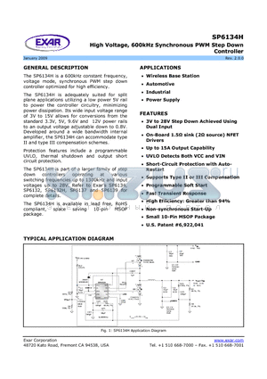 SP6134HCU-L/TR datasheet - High Voltage, 600kHz Synchronous PWM Step Down Controller