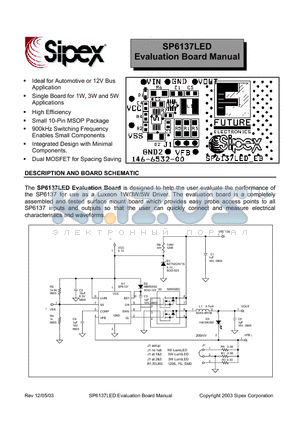 SP6137EU datasheet - Evaluation Board Manual