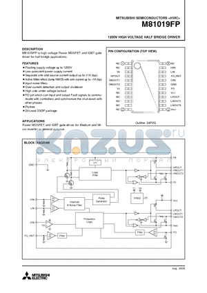 M81019FP datasheet - 1200V HIGH VOLTAGE HALF BRIDGE DRIVER