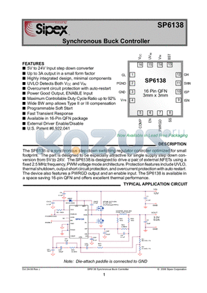 SP6138ER1 datasheet - Synchronous Buck Controller