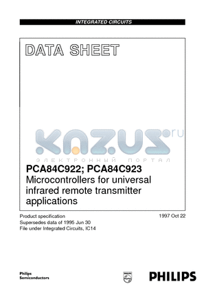 PCA84C922 datasheet - Microcontrollers for universal infrared remote transmitter applications