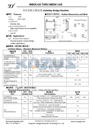 MBSK110S datasheet - Schottky Bridge Rectifier