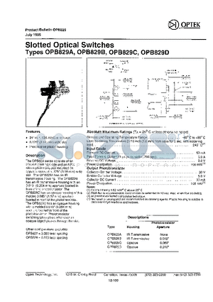 OPB829B datasheet - SLOTTED OPTICAL SWITCHES