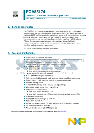 PCA85176T-Q900 datasheet - Universal LCD driver for low multiplex rates