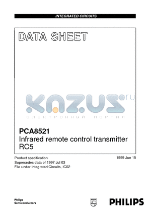 PCA8521 datasheet - Infrared remote control transmitter RC5