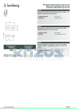 MBSP datasheet - Minimodul-Steckverbinder, Raster 2,5 mm