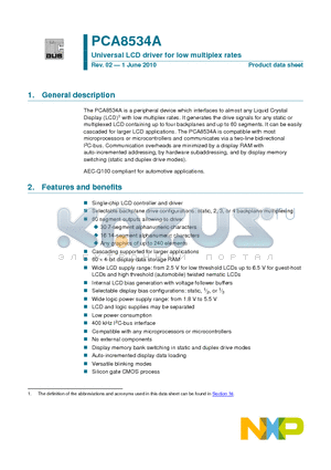 PCA8534AH-Q900 datasheet - Universal LCD driver for low multiplex rates