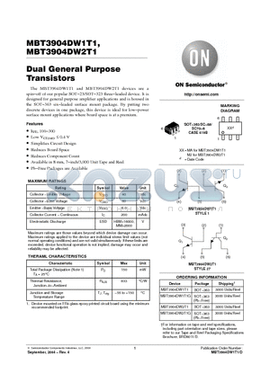 MBT3904DW1T1 datasheet - Dual General Purpose Transistors