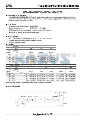 NJL21H367A-M datasheet - INFRARED REMOTE CONTROL RECEIVER