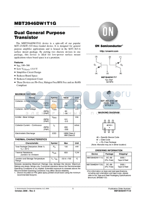 MBT3946DW1T1G datasheet - Dual General Purpose Transistor