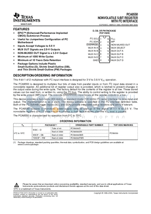 PCA8550DBRE4 datasheet - NONVOLATILE 5-BIT REGISTER WITH I2C INTERFACE