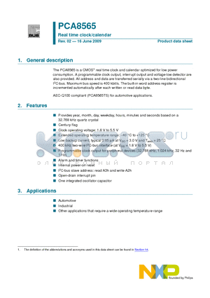 PCA8565TS datasheet - Real time clock/calendar