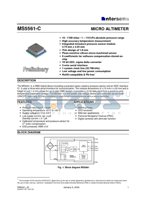 MS5561-C datasheet - MICRO ALTIMETER