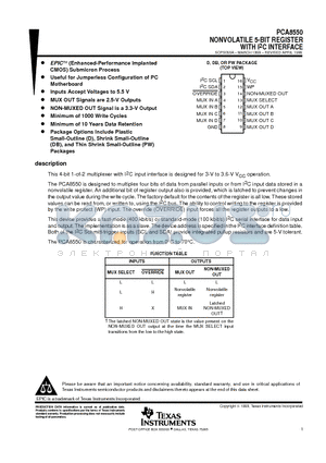 PCA8550 datasheet - NONVOLATILE 5-BIT REGISTER WITH I2C INTERFACE