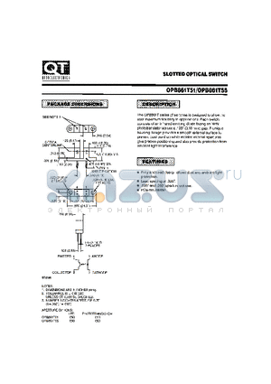 OPB861T51 datasheet - SLOTTED OPTICAL SWITCH