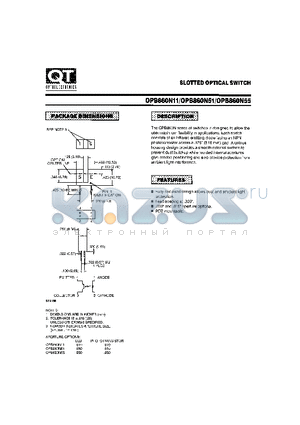 OPB860N11 datasheet - SLOTTED OPTICAL SWITCH