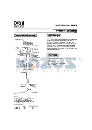 OPB866T51 datasheet - SLOTTED OPTICAL SWITCH