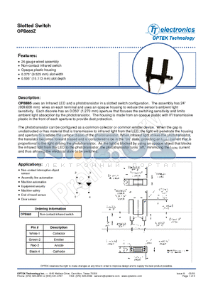 OPB885Z datasheet - Slotted Switch