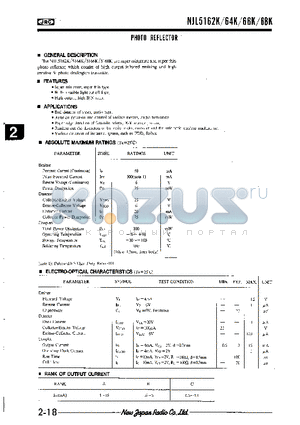 NJL5162K datasheet - PHOTO REFLECTOR