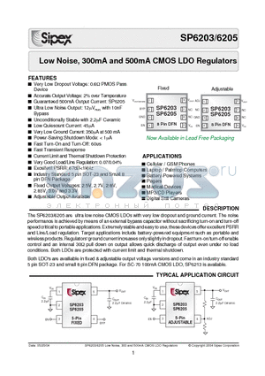 SP6203ER-2.8 datasheet - Low Noise, 300mA and 500mA CMOS LDO Regulators